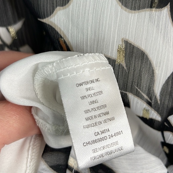 Haver. London NWOT Plisse Floral Top Ruffled Keyhole Tied Neck Long Sleeve 2X - Picture 10 of 13